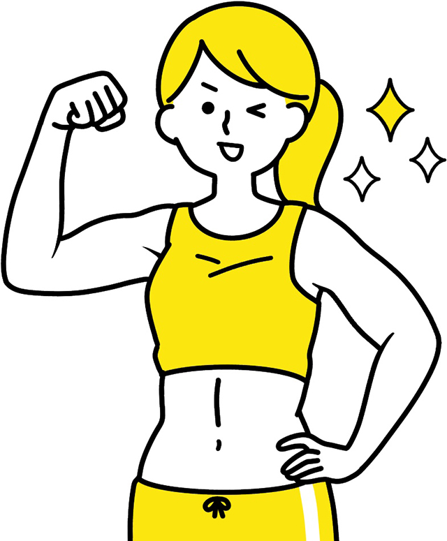筋肉質な女性 ジムトレーナー 黄色