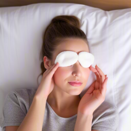 睡眠アイマスクをつける女性