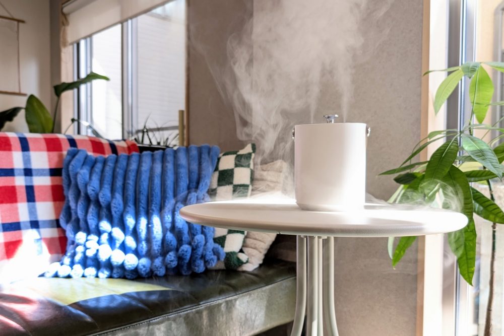 加湿器を置いたリビング