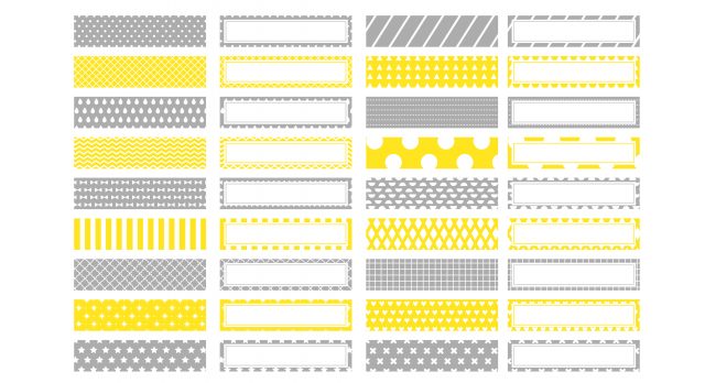 イエローとグレーのマステ　名入れ
