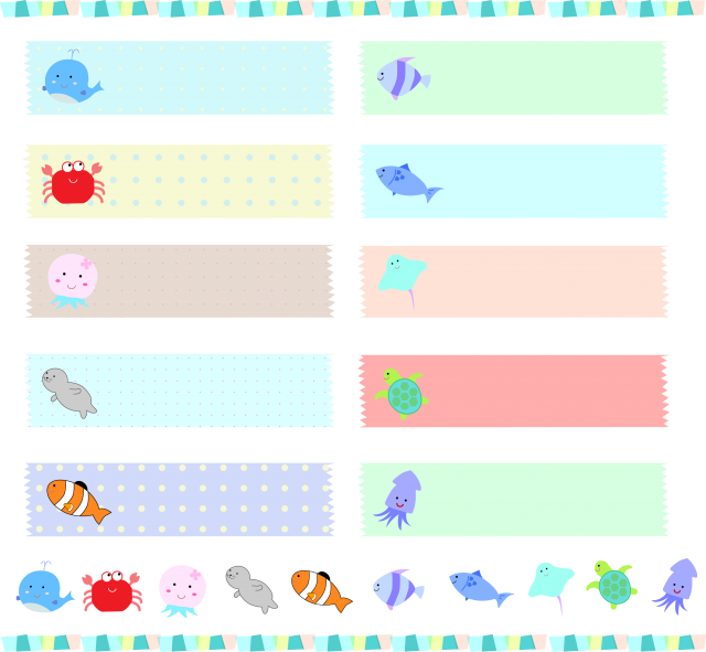 うみのものいろいろラベルシール