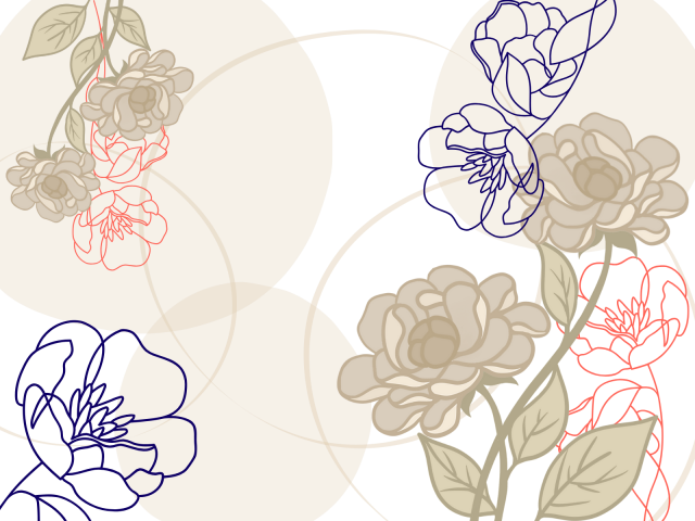 線画ピオニーのモダンなベージュ背景