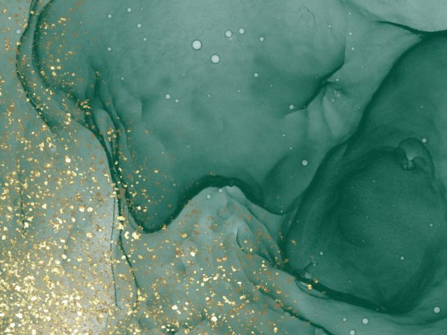 深緑とゴールドグリッターのテクスチャ素材
